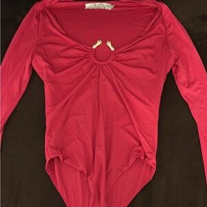 LC Lauren Conrad Pink Long Sleeve Bodysuit